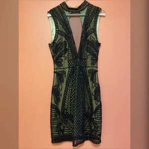 BEBE beaded mini dress